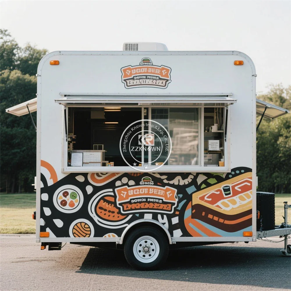 USA Standard Food Truck Mobile Kitchen Fully Equipped Custom Concession Ice Cream Pizza Snack Cart Food Trailer