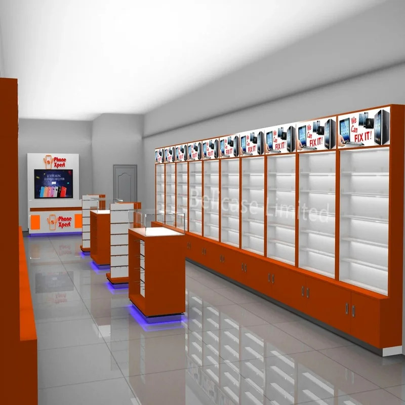 custom.Cell Phone Accessories Cabinet Display Stand Mobile Phone Wall Showcase Shopping Mall Retail Phone Furniture