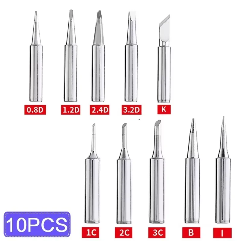 5Pcs/10Pcs 900M-T Soldering Iron Tips Set Pure Copper Electric Soldering Iron Replacement Head for DIY Electronic Repair