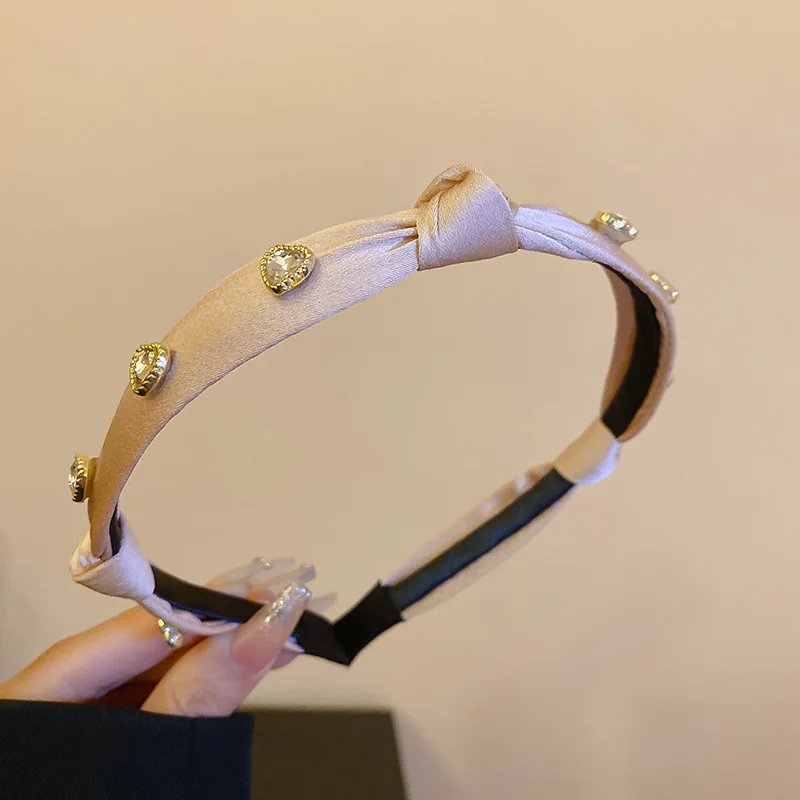 Expensive Elegant Silk Knotted Zircon Satin Hair Bands For Women Wedding Party Diamond Headband Luxury Gemstone Hair Accessories