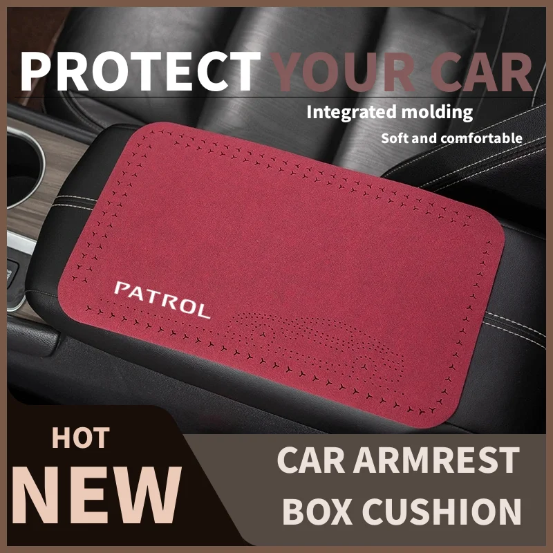 Car Center Console Cushion Pad Universal Suede Armrest Seat Box Cover Protector For Nissan Patrol Y60 Y61 Y62 Accessories