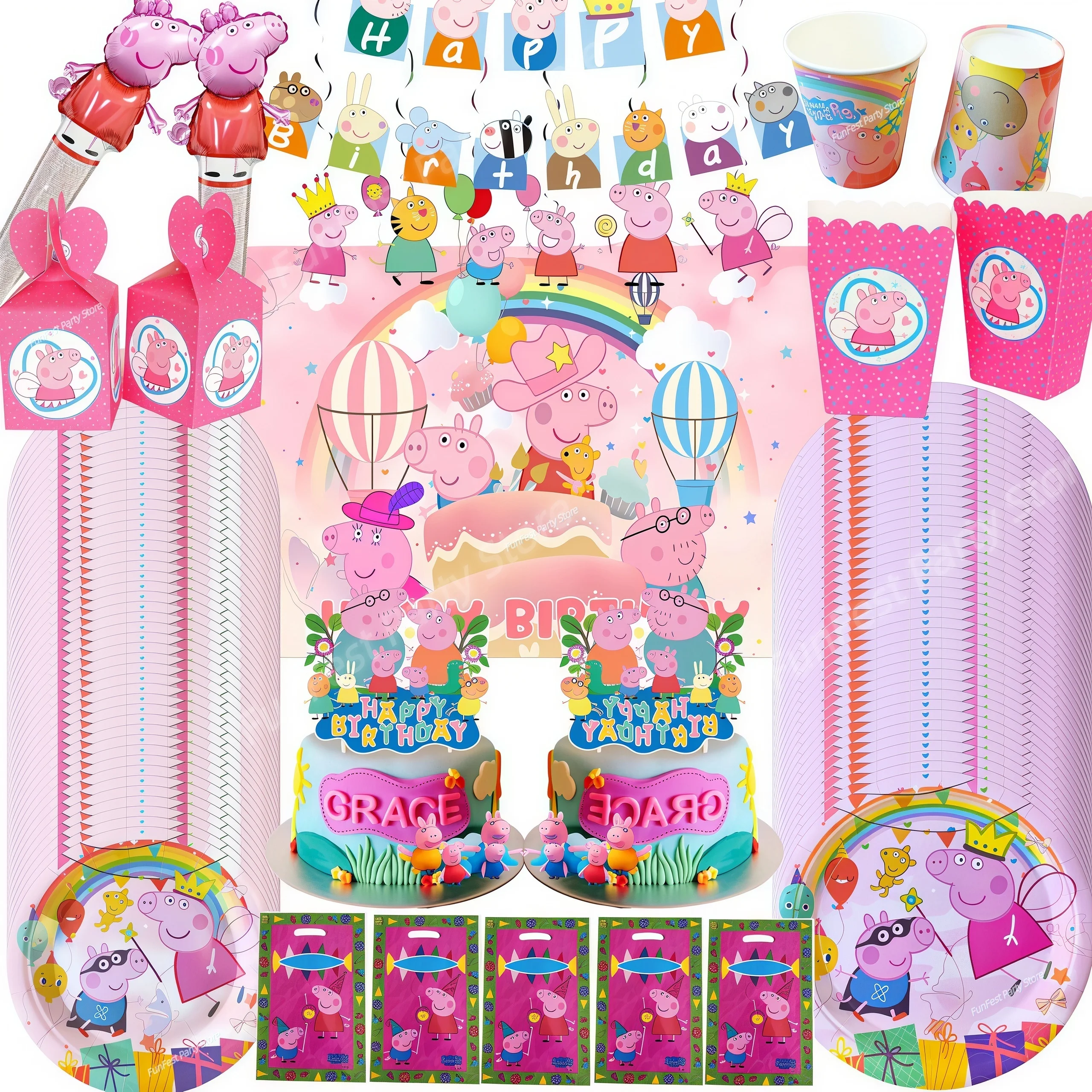 Artículos para Fiesta de Cumpleaños de Peppa Pig, Globos de George, Platos de Papel, Servilletas, Vasos, Pancarta, Regalos para Niños, Baby Shower