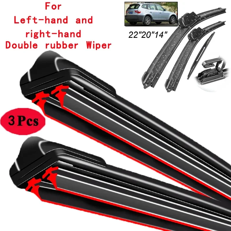 

Car Wiper Front & Rear Wiper Blades Set Kit For BMW X3 E83 2004 - 2010 Windshield Windscreen Window Brushes 22"+20"+14"