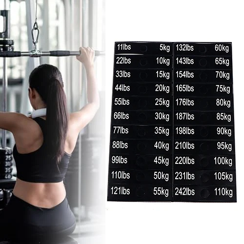 Polypropylene Weight Stack Labels 4.5 X 1.4 Cm Size For Easy Reading On Resistance Machines 11 Lbs To 242 Lbs Range