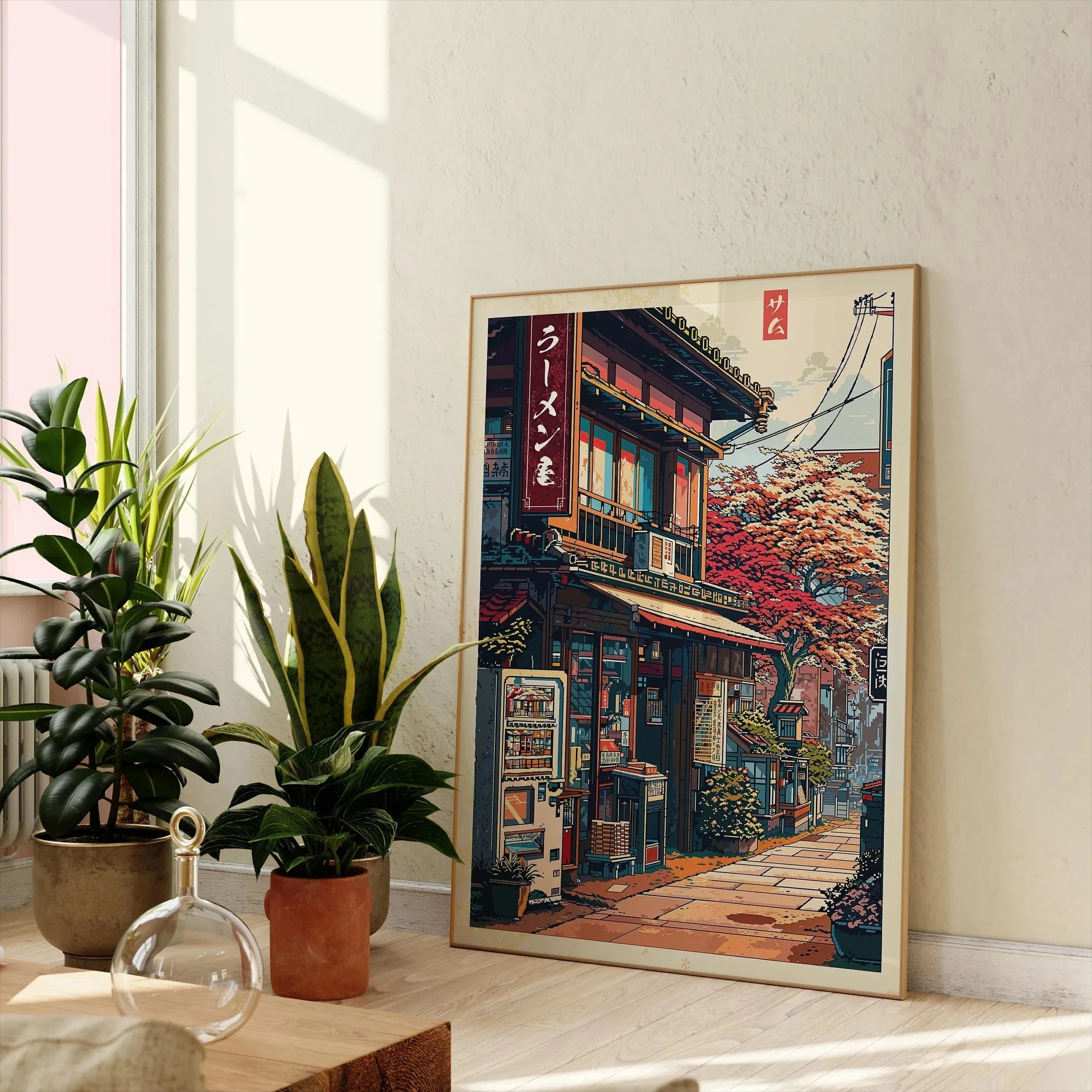 1pc Canvas Painting frameless Japanese Tokyo Teahouse Poster Anime Cafe Shop Canvas Poster Ghibli Work Street Cafe Scene Wall Ar