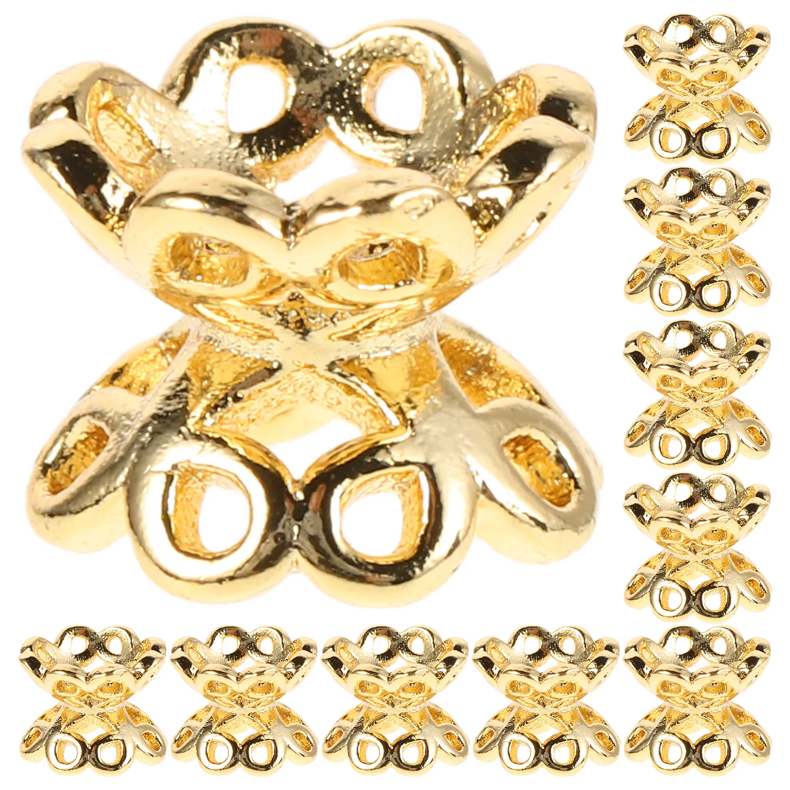 

10Pcs Double Sided Hollow Design Bead Caps DIY Jewelry Making Necklace Spacer Beads Metal Craft Embellishments Accessories