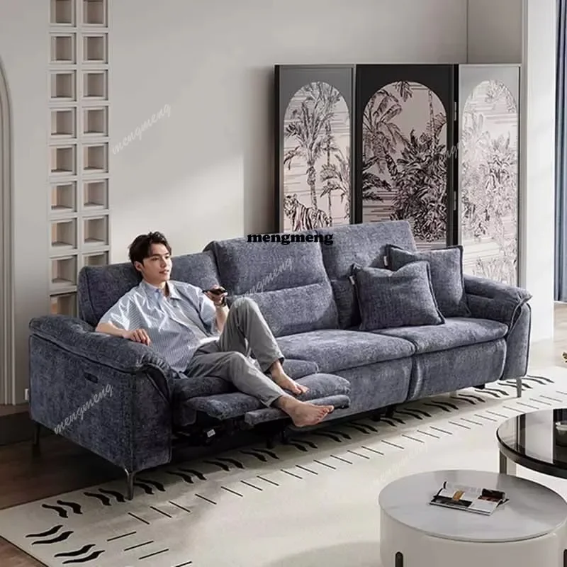 Hot sales First Class Chenier Zero Wall Fabric Simple New Chinese Living Room Straight Row Electric Sofa