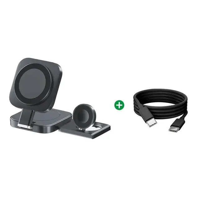 2025 3 في 1 شاحن لاسلكي شاحن لاسلكي 3 في 1 محطة شحن الهاتف الخليوي آيفون 16/15/15 برو/14/13/12