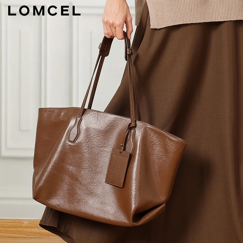 LOMCEL 173 High-end texture women's new small-capacity tote bag made of top-grain leather, featuring a unique design
