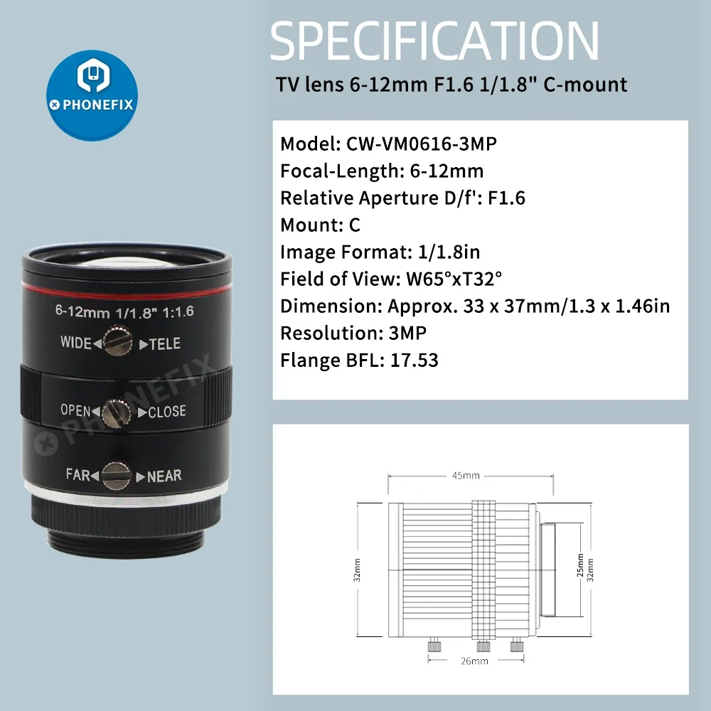 2MP HD1080P HDMI Webcam Live Streaming Camera 2.8-12mm F1.4 / 6-12mm F1.6 / 6-60mm F1.6 / 5-50mm /8-50mm Lens for Video Teaching