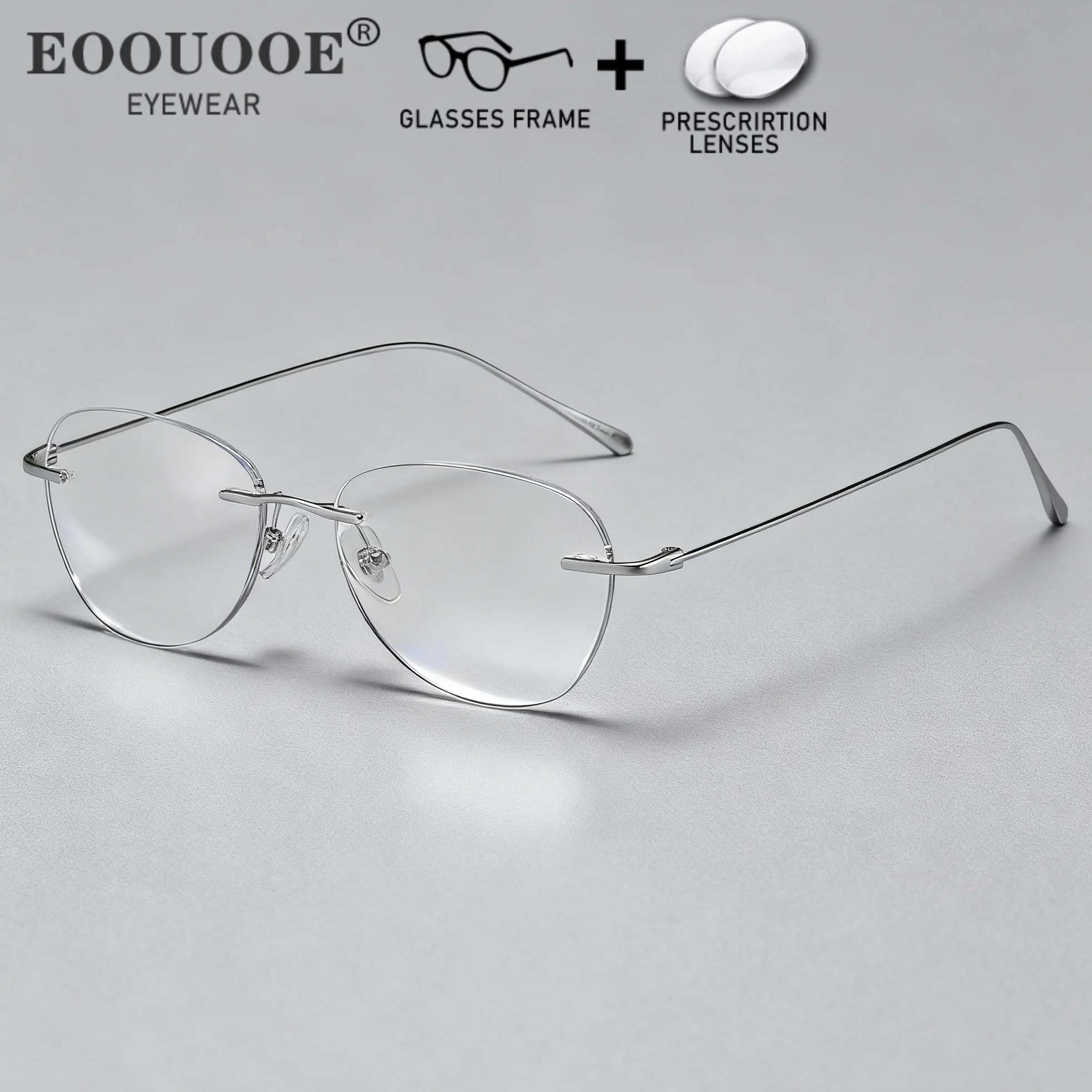 

HD Clear 1.61 MR-8 Lenses Women Myopia Rimless Frame Prescription UV Progressive Reading Glasses Anti Blue Light Eyewear