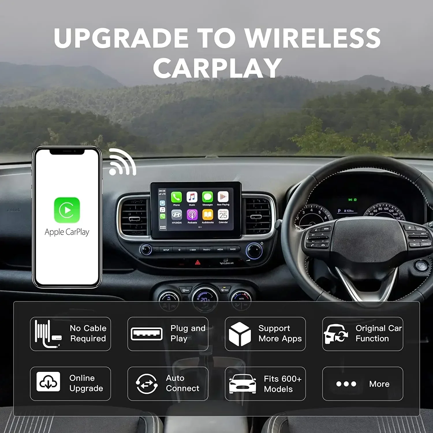 CARABC Wireless Apple Carplay OEM Adapter Dongle Convert Wired Carplay to Wireless Carplay MINI AI Box Fits VW AUDI Volvo ect