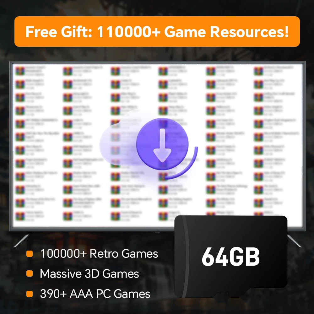 New 64GB Game Card for G28 Portable Retro Handheld Game Console with 21000+Retro&3D Games Emulators for PSP/PS1/N64/NES/SS/SNES