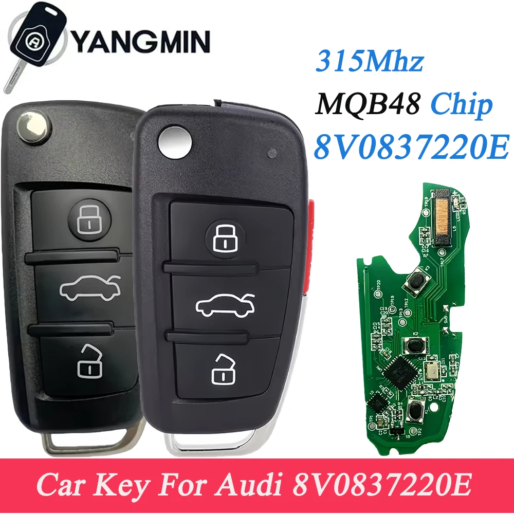 

key for audi 8V0837220E 3 4 Buttons 315MHz MQB48 Megamos AES Chip Keyless Flip Smart Remote Car Key Fob For Audi A3 S3 Q3 2015+