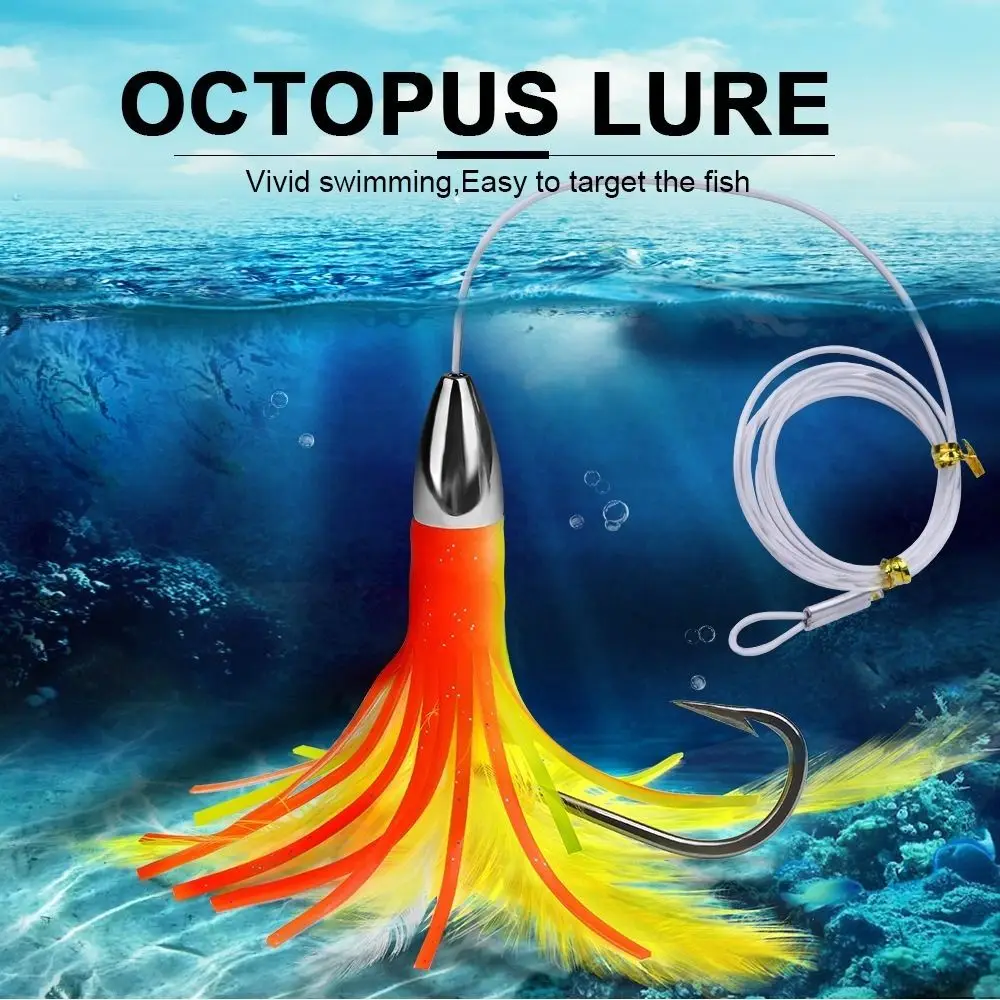 2024 15CM/48G Luminous Octopus Skirts Lure Rubber Artificial Tuna Lures Portable Purple Trolling Skirt Fishing Bait