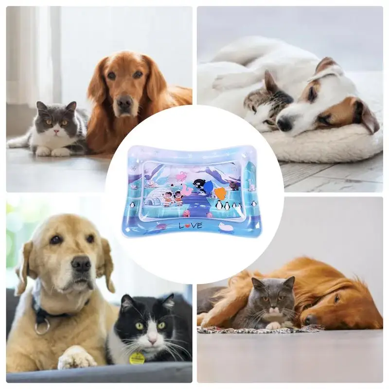 Cat Dog Sensory Water Play Mat Thickened Playing Time Water Sensor Mat Baby Play Mat Inflatable Early Education Water Cushion