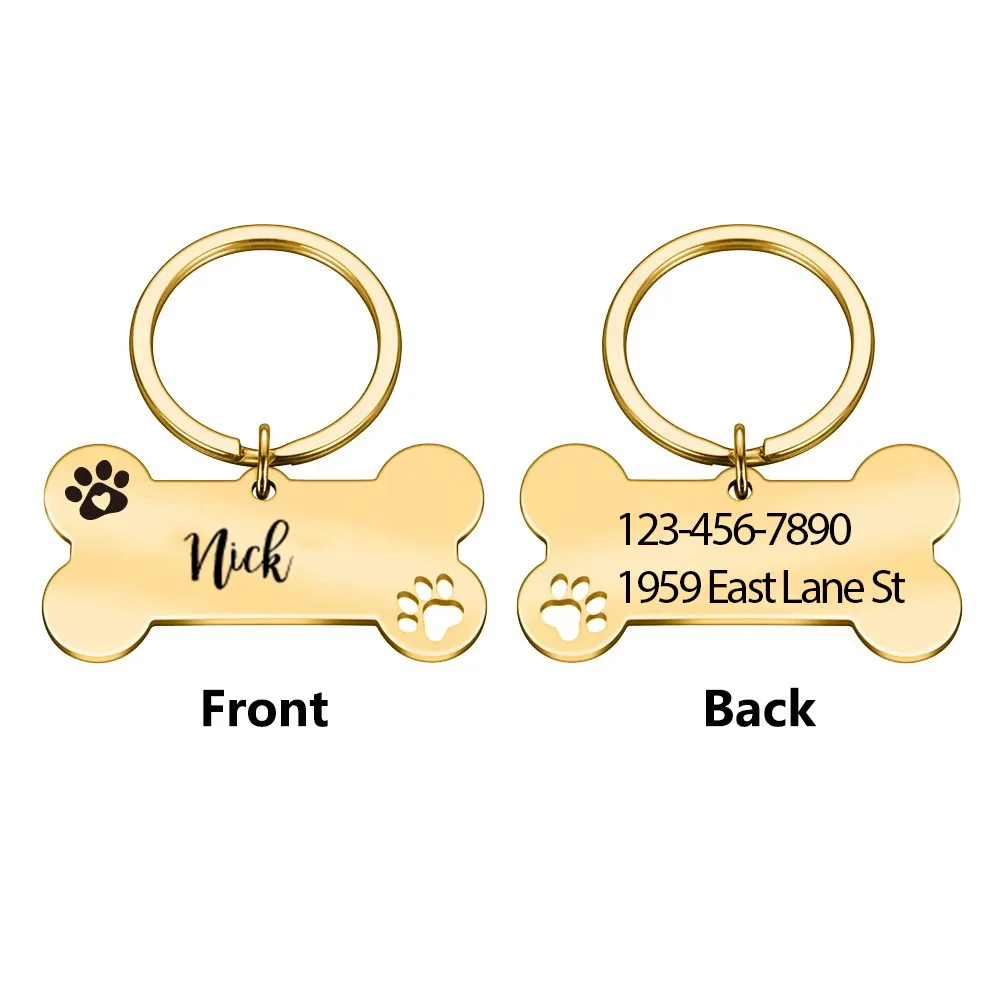 1 pc nice bromello font Custom Name Laser Engraving Dog Tag Dog Keychain Engraved For Pets