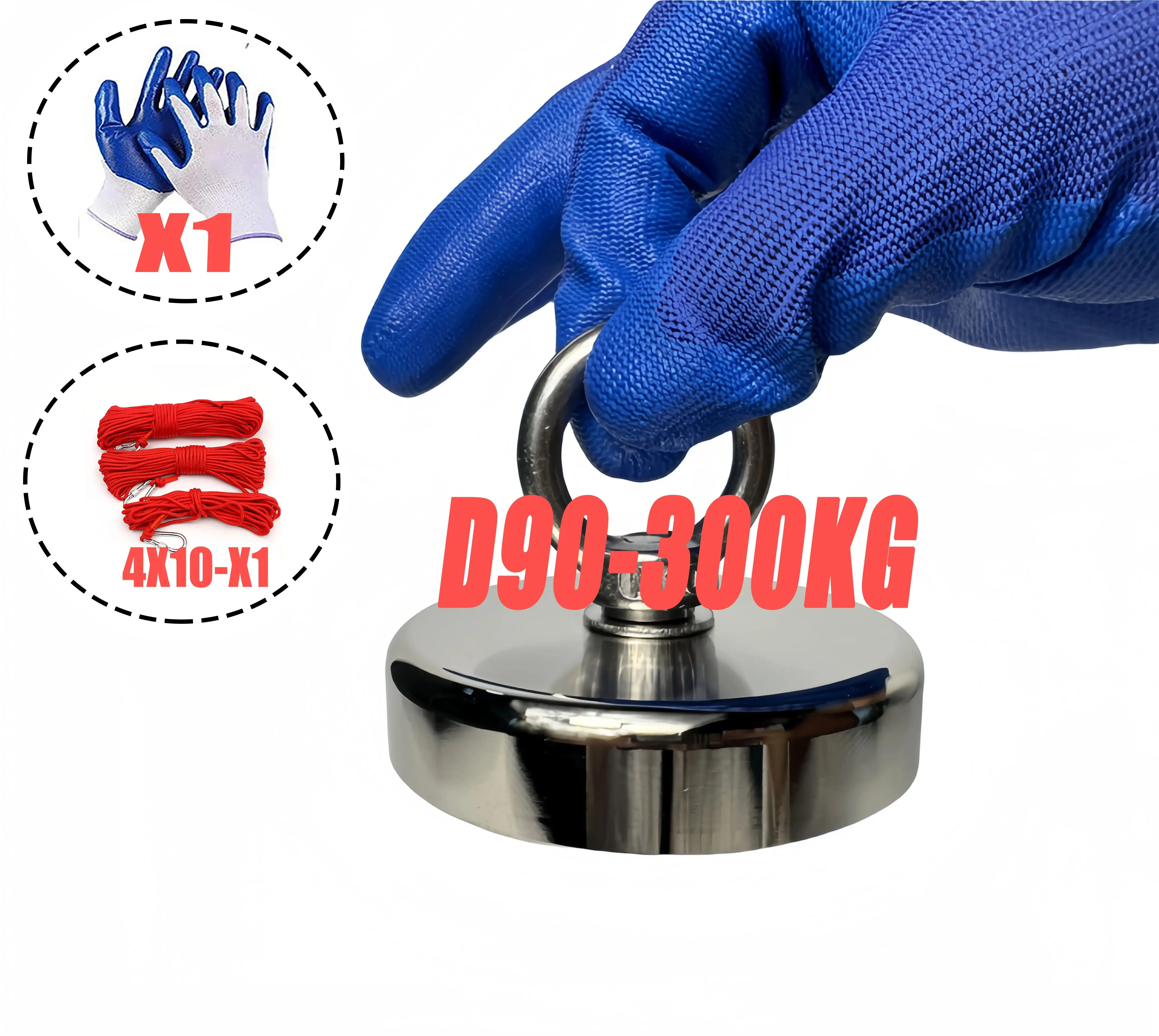 

Super Strong Neodymium Fishing Magnet Max 400kg, With Countersunk Hole Eyebolt Salvage Magnetic N52 Heavy Duty Rare Earth Magnet