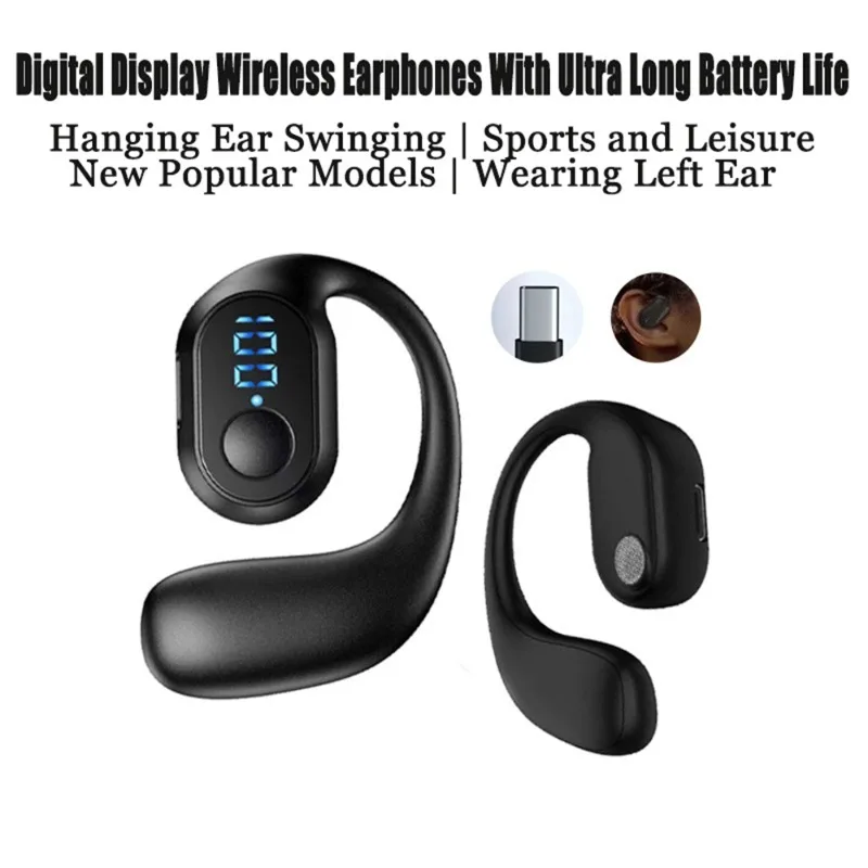 TWS W8 Bluetooth Earphone Wireless Single Ear Hanging Ear Type Non In Ear Business Sports OWS HD Games Comfortable Sports