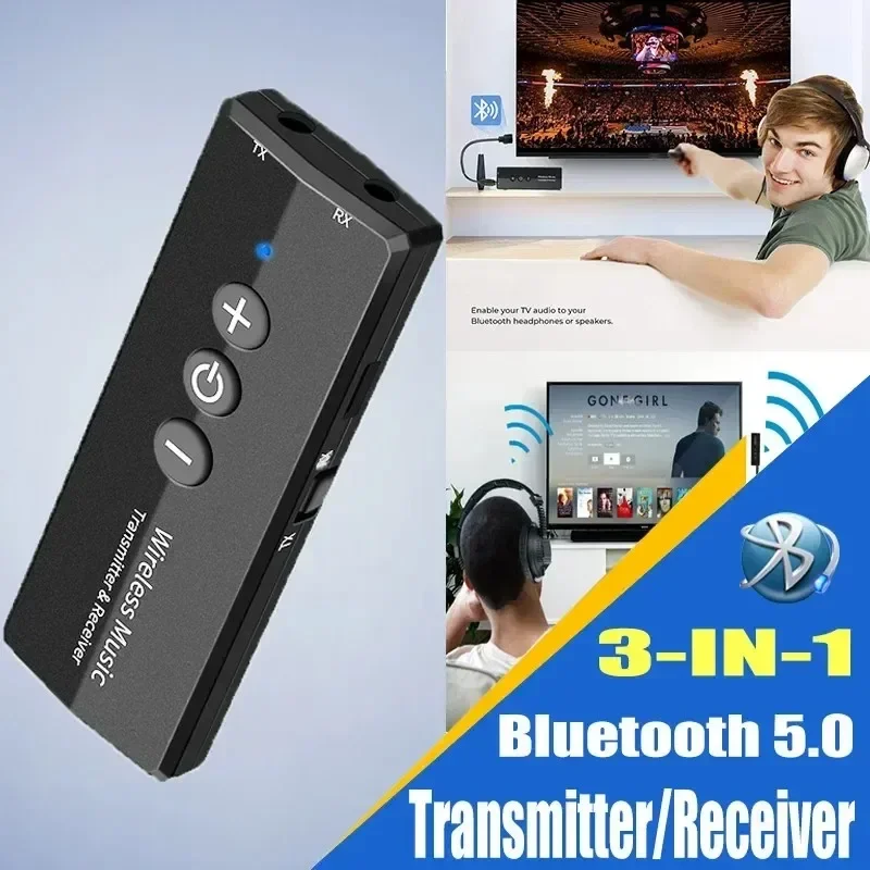 2 in 1 Bluetooth Audio Receiver Transmitter 3.5MM AUX Hi-Fi Stereo Wireless Audio Adapter for TV Computer Car Kit Speaker