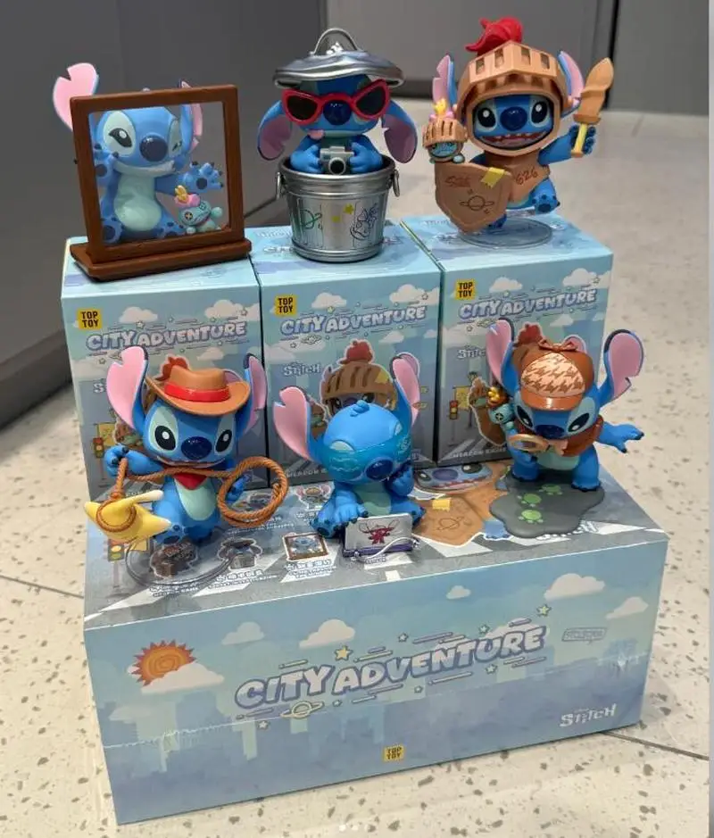 

Toptoy Disney Stitch City Adventure Series Blind Box Toys Kawaii Anime Action Figure Surprise Mystery Box Dolls Girls Gift
