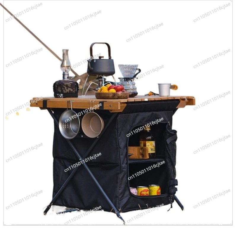 For Outdoor Foldable Lockers, Multi-functional Camping Large-capacity Dual-purpose Table Cabinets