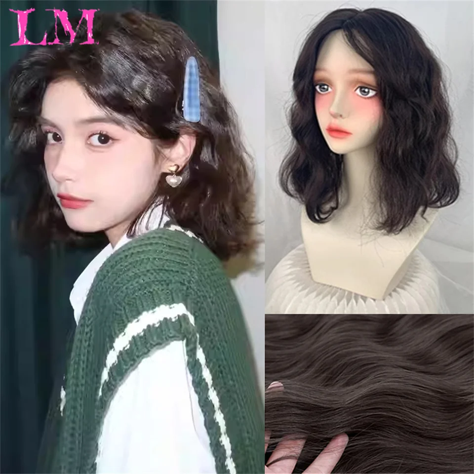 LM Synthetic wig New Internet celebrity style with fringe gradually light gray wigs European and American