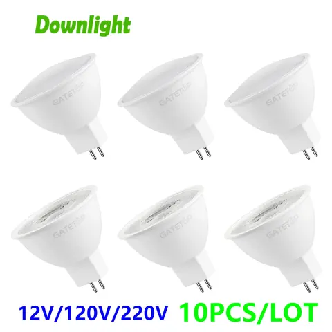 10PCS LED spotlight in-line GU5.3 Full voltage AC/DC12V/AC110V/AC220V MR16 No flicker warm white light 3W-8W suitable for study