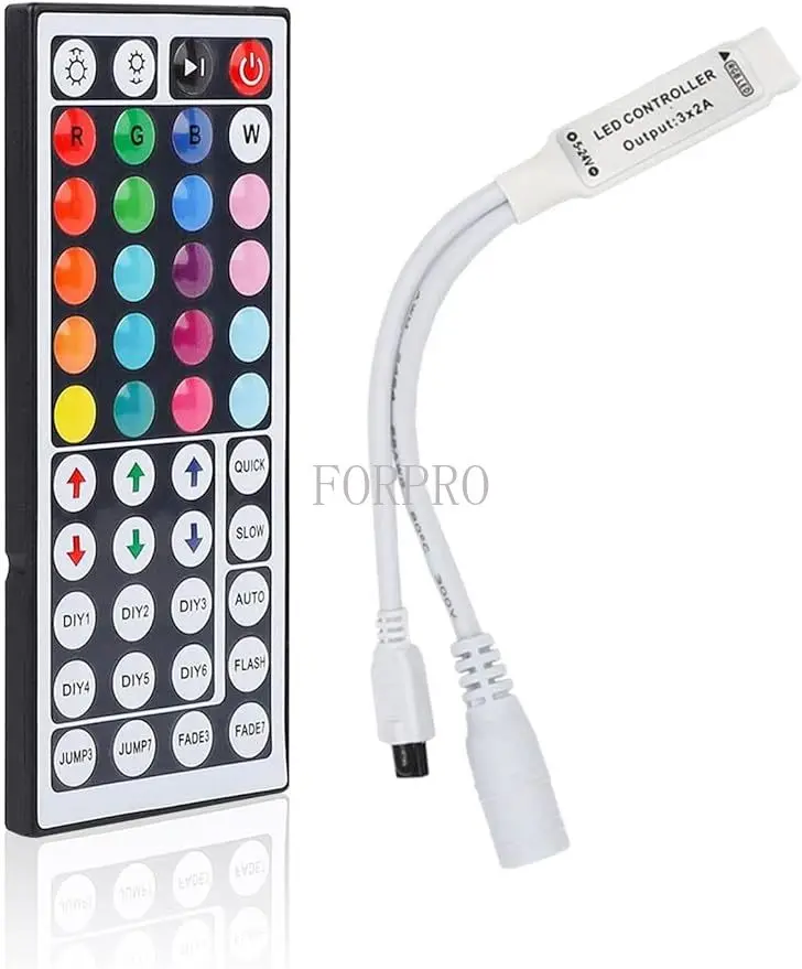 

100PCS 44 Keys Wireless RGB IR Remote Controller with Receiver for 3528 5050 2835 SMD RGB LED Strip Lights