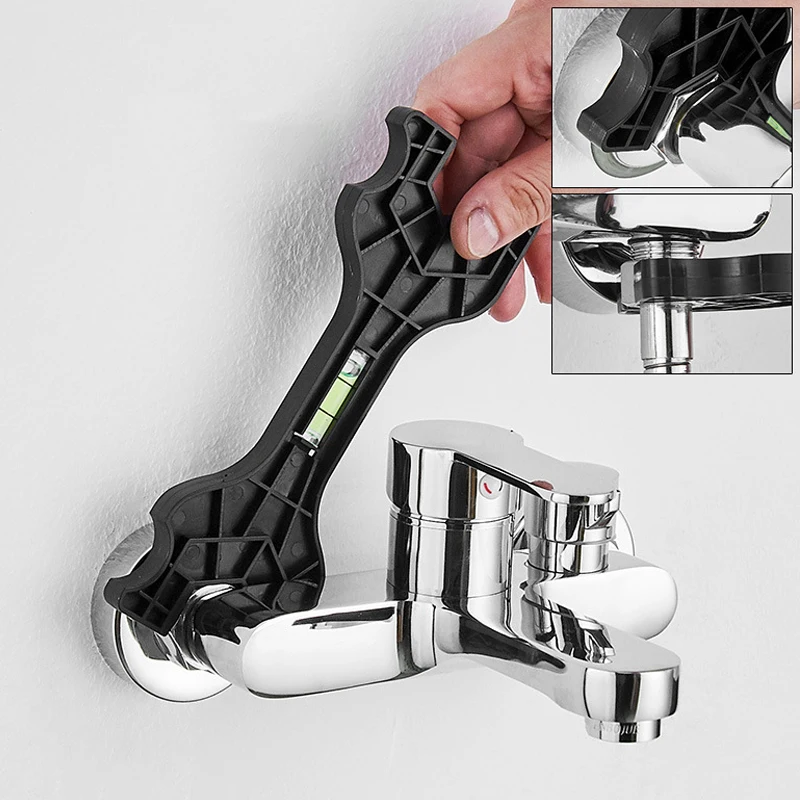 Multifunctional Dual Headed Wrench With Level Manual Tap  Repair Plumbing Tools For Household Faucet Pipe And Toilet