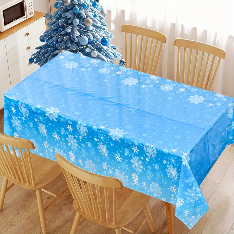 Christmas Tablecloth Wonderland Themed Winter Snowflake Plastic Table Cover Christmas Decorations for Home 2026 Navidad Gifts