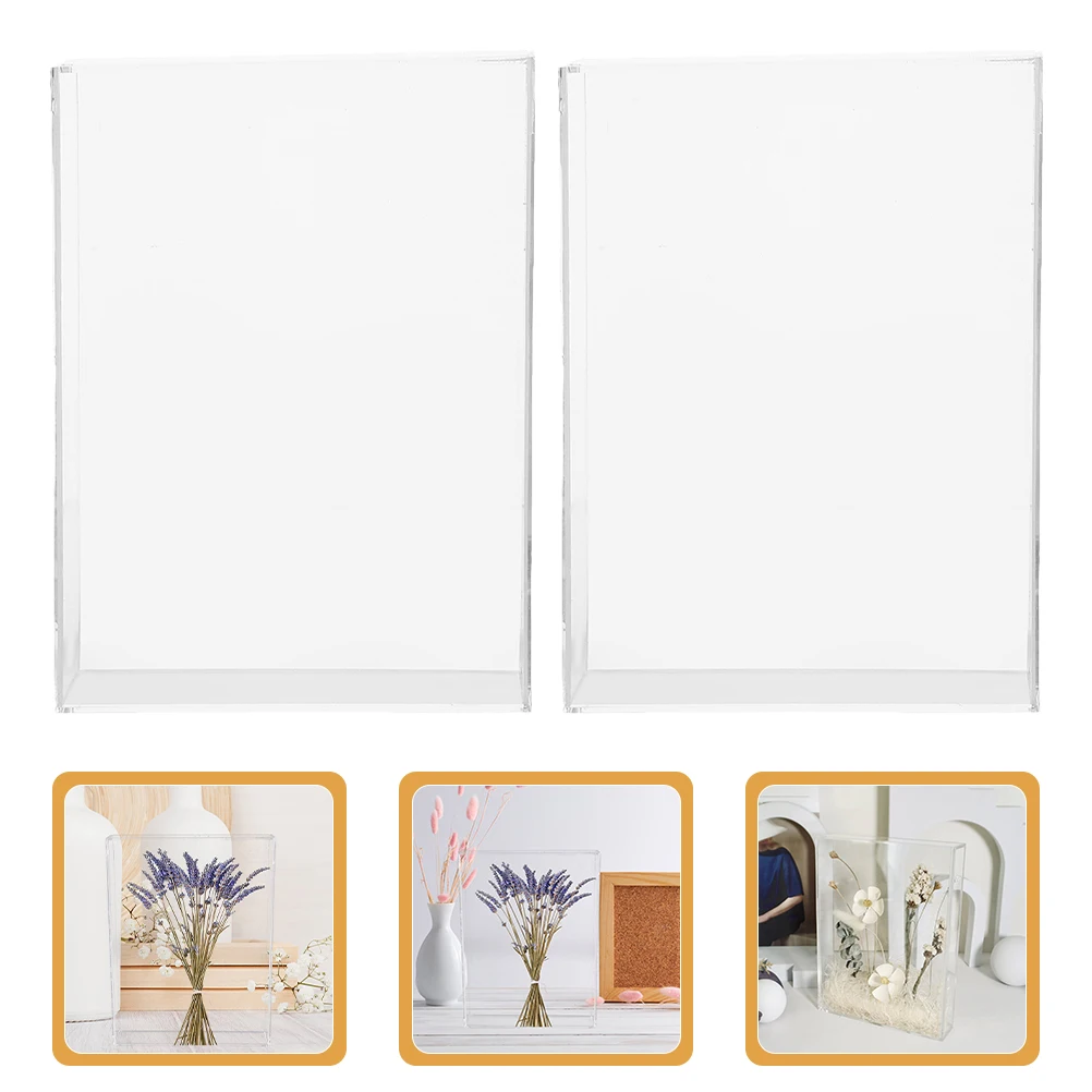 

2pcs Acrylic Display Box Clear Durable Case Diy Frame Pullout Cover Storage Organizer For Eternal Flowers Wedding Anniversary