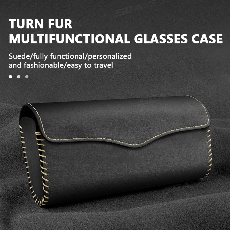 SEAMETAL Car Sun Visor Glasses Case Soft Lining Scratch-Free Suede Sunglasses Protector Box Magnetic Stable Eyeglasses Holder