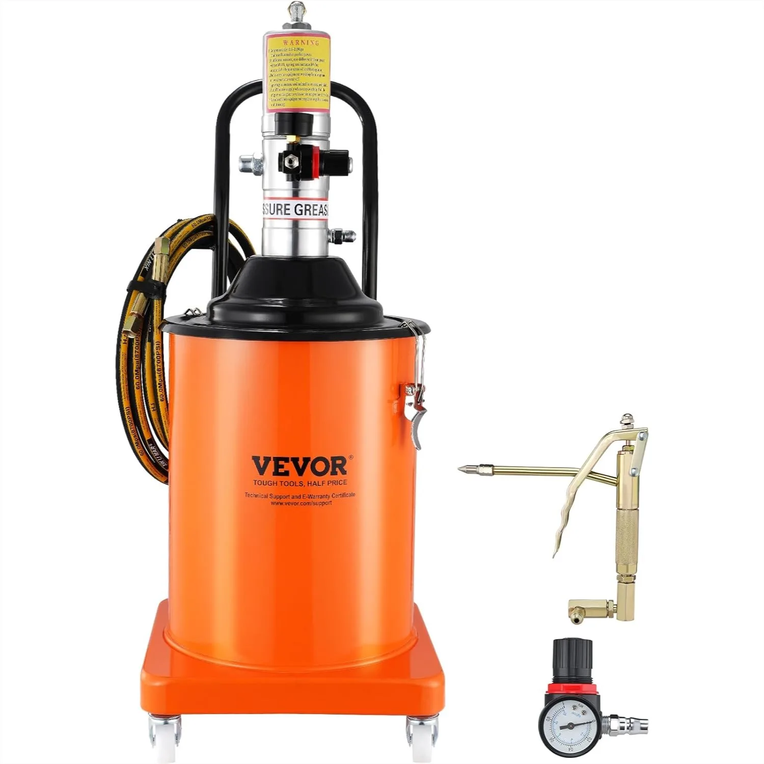 

Grease Pump, 5 Gallon Air Grease Pump with 13 ft Hose and Grease Gun, 20L Pneumatic Grease Pump with Wheels, Portable