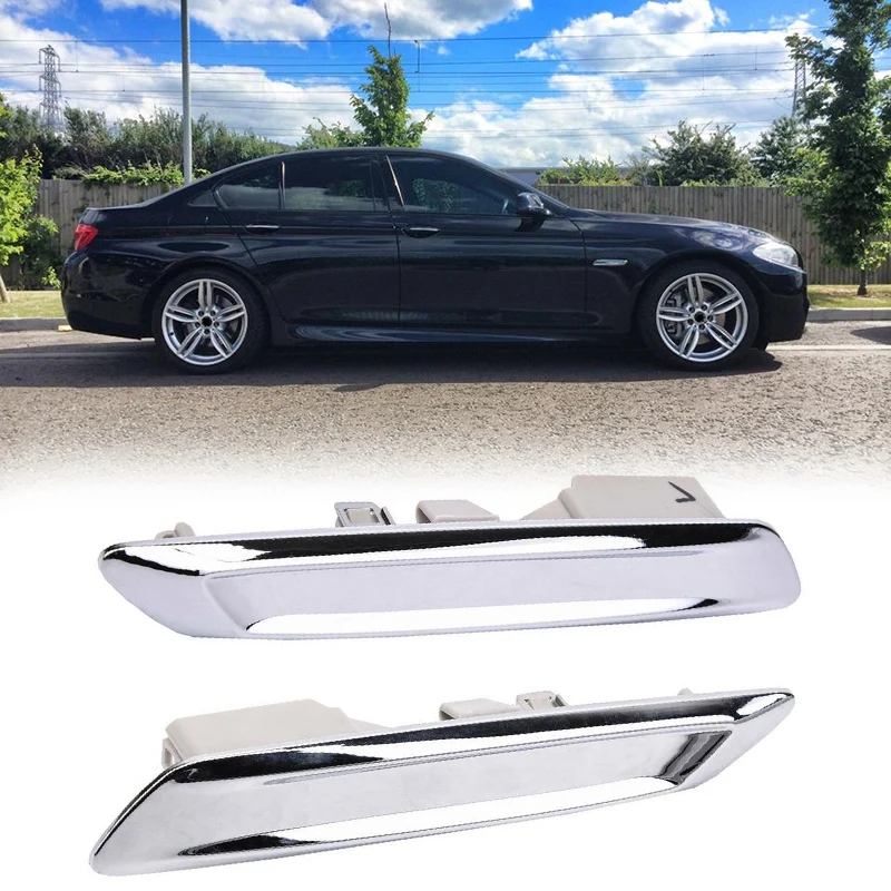 Car Front Left & Right Chrome Fender Trim Molding For-BMW F10 F11 528I 535I 51137336645 51137336646