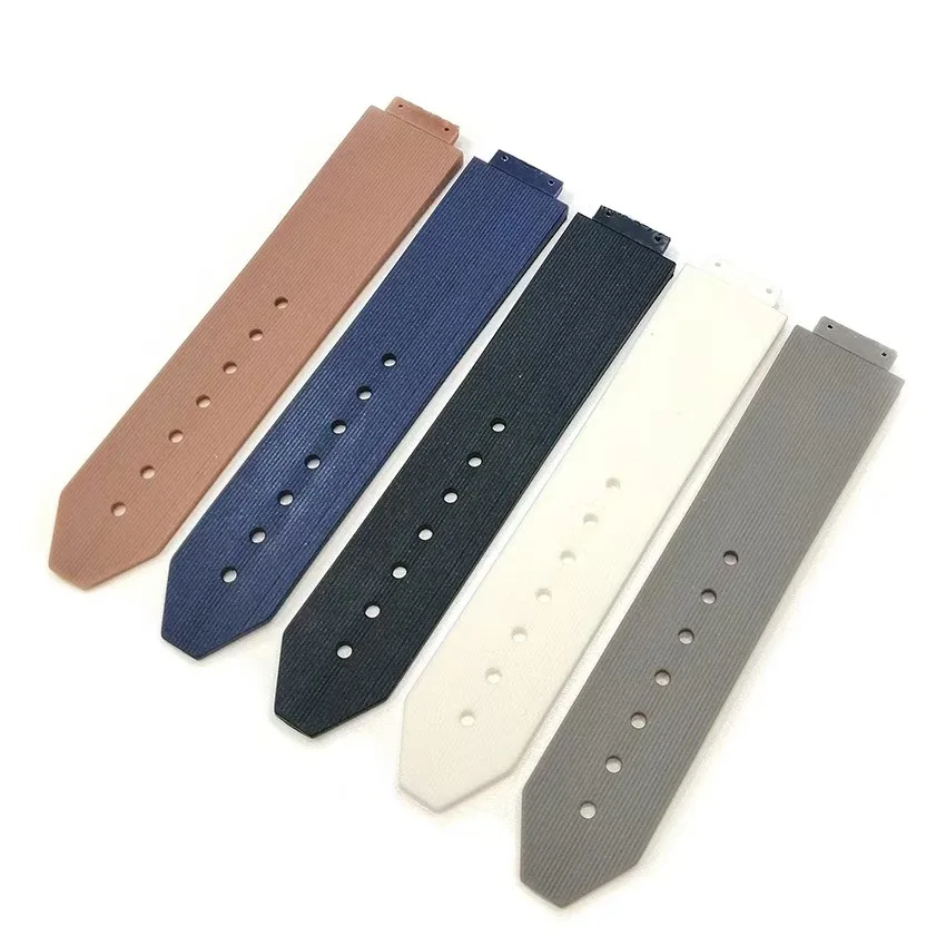 For Hublot 25X19mm 21X15mm 19X13mm 23X15mm Watchband Big Bang Series Stripe Rubber Watch Strap Men Women Band Bulge Bracelet