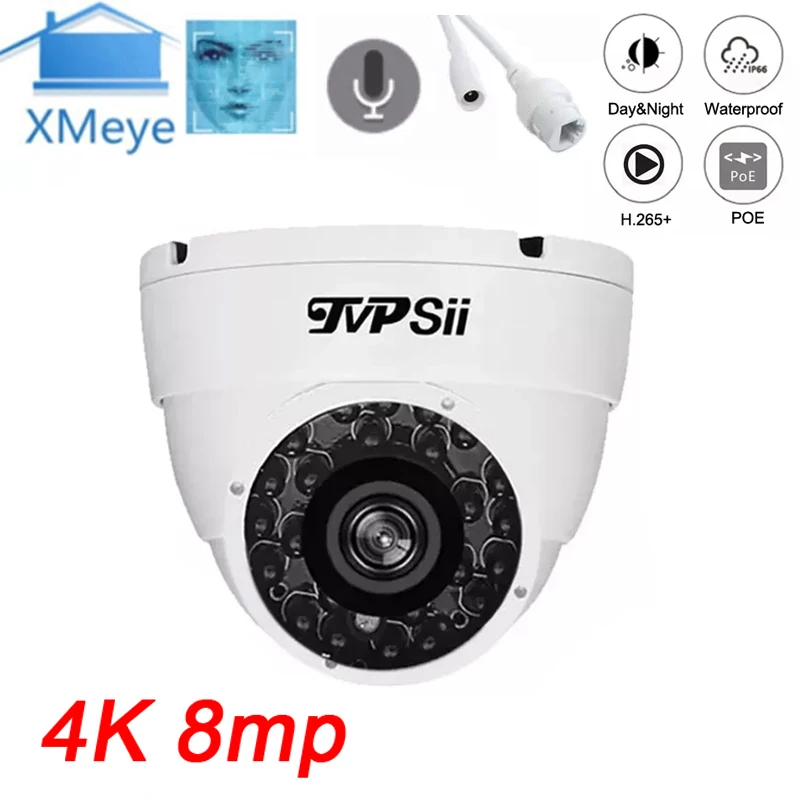 

4K 8MP 5MP Xmeye White Infrared Outdoor Metal H.265+ ONVIF Face Detection Audio Hemisphere Dome IP POE Surveillance Camera