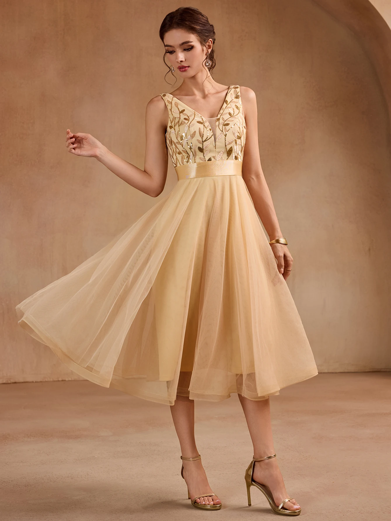 

Новое золотое вечернее платье с кружевной вышивкой и v-образным вырезом, свадебное платье для горничной, платье для дня рождения, рождественской вечеринки