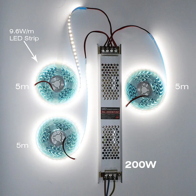 Controlador ultrafino para tiras LED fuente de alimentación de voltaje constante DC 12V/24V transformadores de iluminación 60W 100W 150W 200W 300W