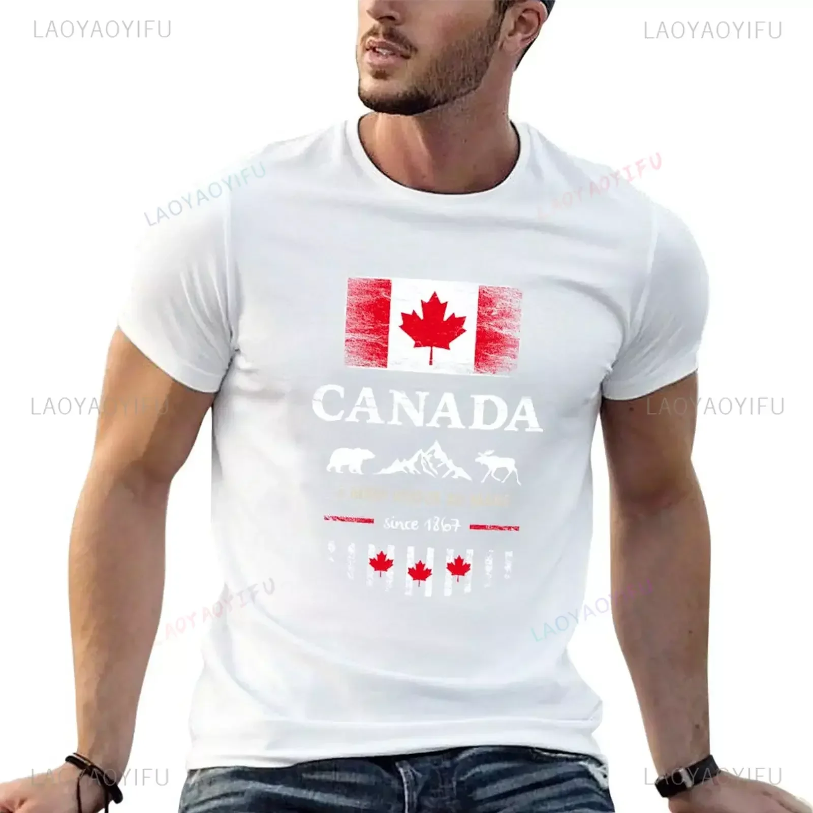 Canada Maple Vancouver Montreal Toronto Maple Leaf Men\'s and Women\'s Short Sleeve Printed T-Shirt Summer Funny Vintage Tops