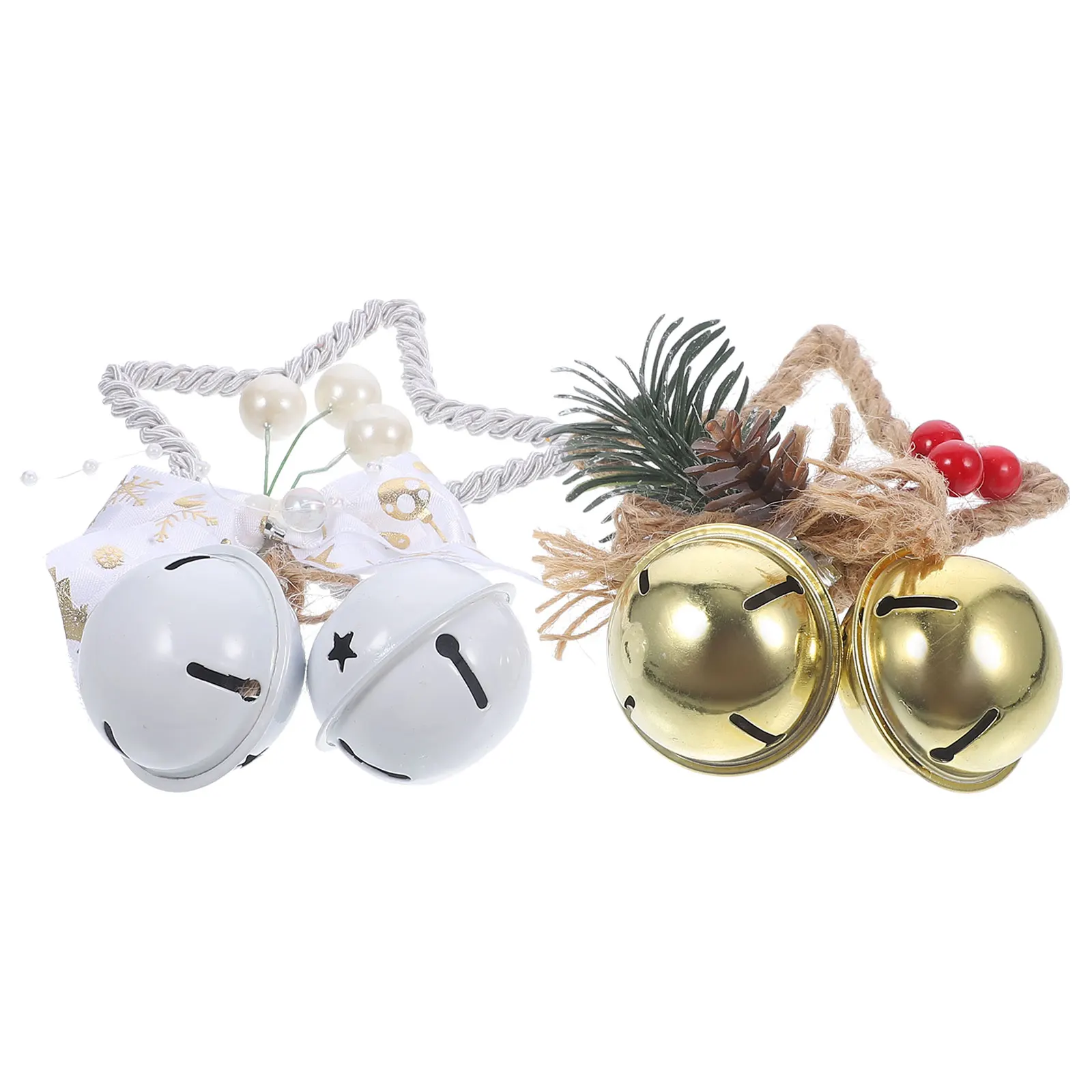 

2pcs Christmas Bell naments Lightweight Iron Xmas Tree Pendants Decorative Hanging Accessories White Gold Color Christmas