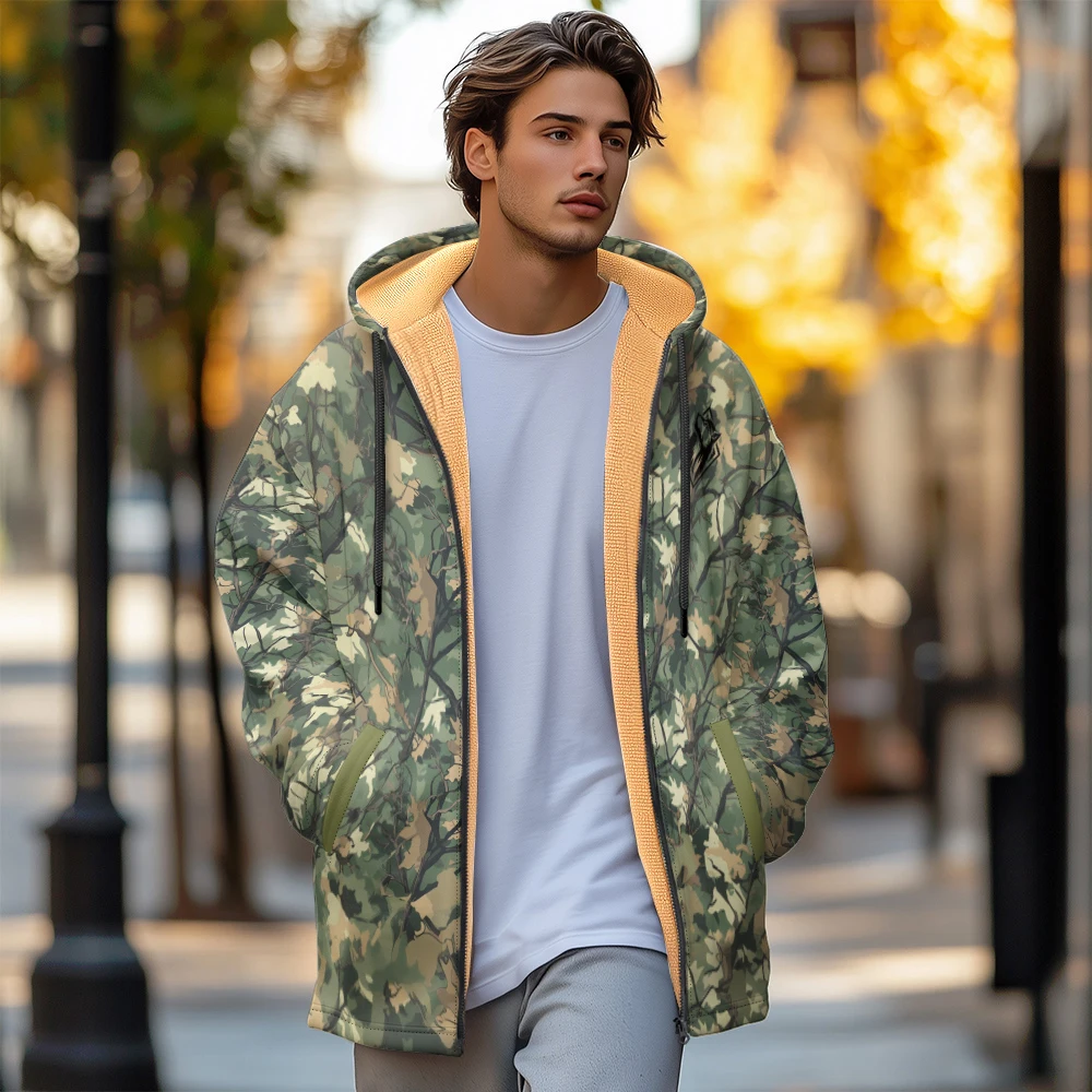 

Man winter clothing, New in Down Coats, Green note leaves and icon cotton-padded jacket clothing, feather print pocket zipper