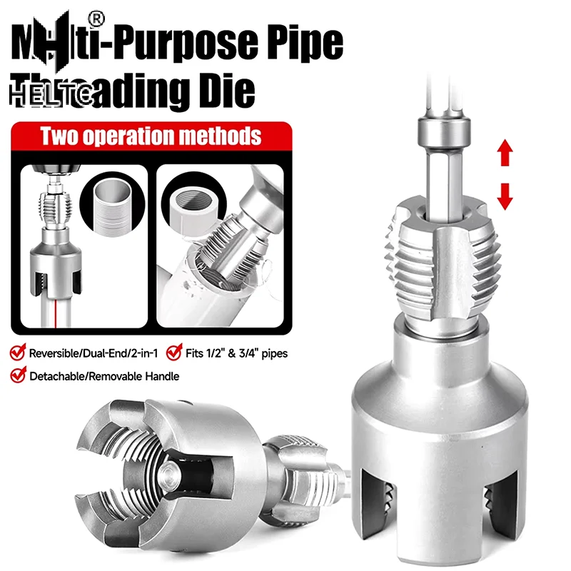 

Integrated Internal & External Pipe Threading Tool PVC Pipe Threader Pipe Threading Tool 1/2'' 3/4'' Dies Electric Drill