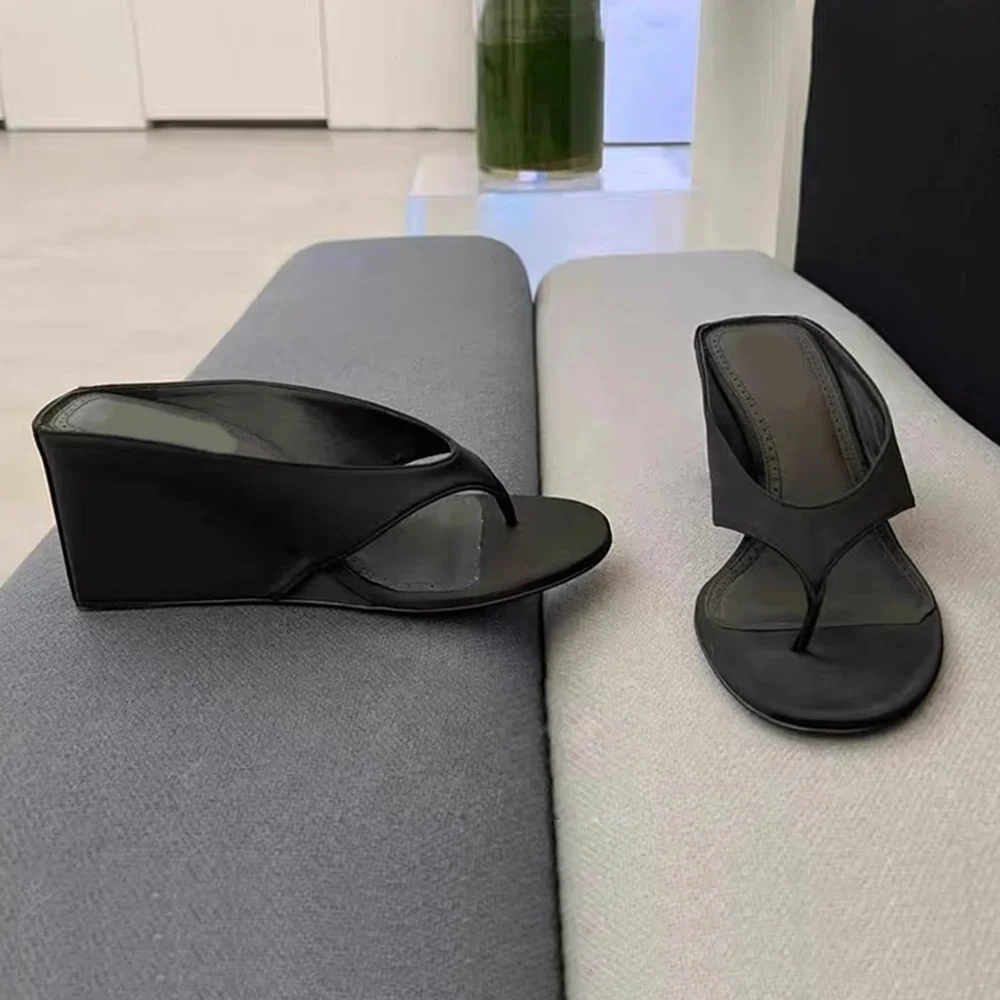 

Шлепанцы на танкетке, сексуальные шлепанцы с круглым носком, однотонные слипоны, новые поступления, модная женская современная обувь