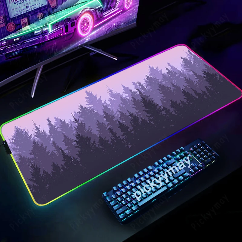 

Forest RGB Gaming Mousepad Big LED Gamer Mousepads PC Desk Mat Luminous Mouse Pad Large Keyboard Mats Table Rug With Backlit