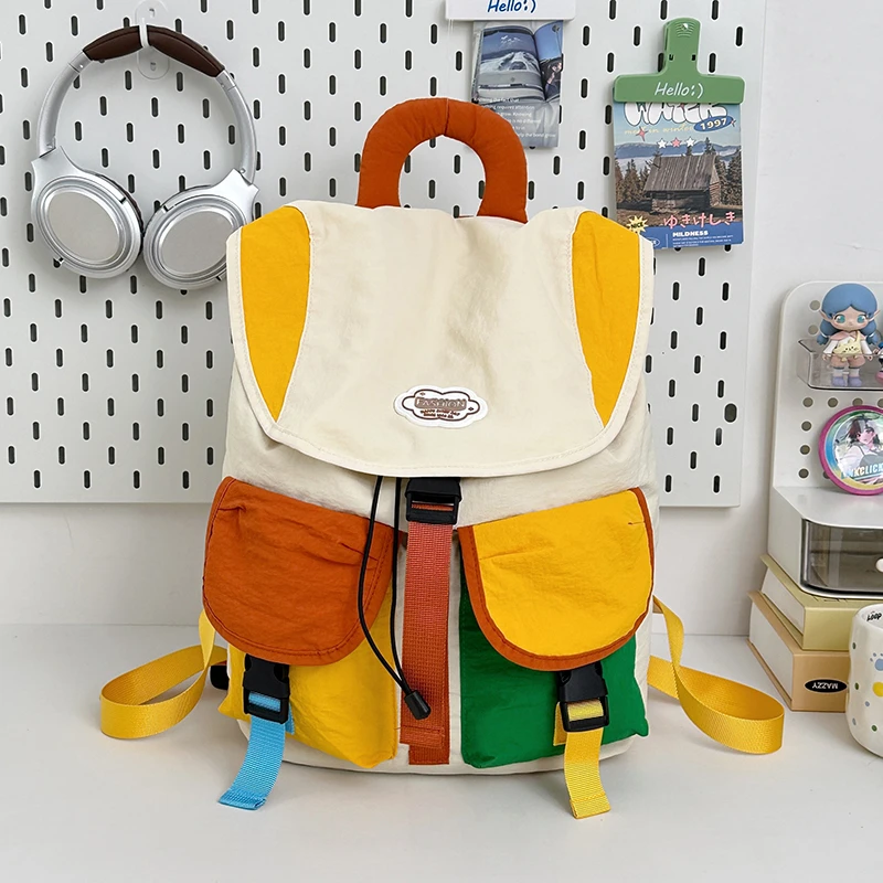 

Повседневный стильный дизайн, креативные нейлоновые рюкзаки одинакового цвета, прочные портативные рюкзаки большой вместимости для женщин, новинка 2023 года