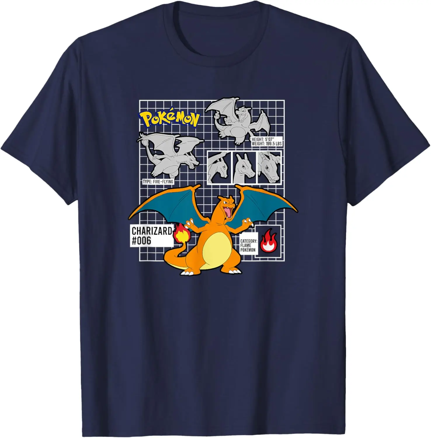 Pokémon Charizard 006 Schematic Poster T-Shirt S-6XL