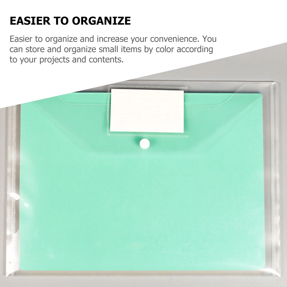

6 Pcs A4 Thickened Snap Button File Bags Blue Transparent Document Holders 14 Silk Office Supplies Folders Storage Organizers