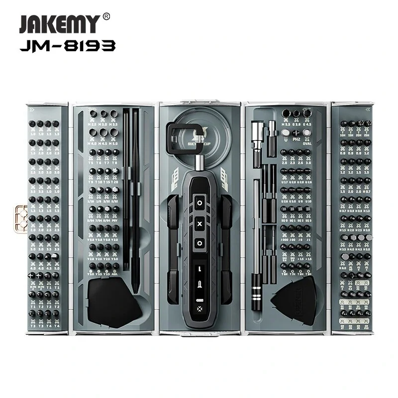 JAKEMY 3.7V 3 Speed Electric Screwdriver Kit Mini Container Multifunctional 500mAh Battery Multi-bit Portable Utility for DIY