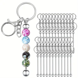 24Pcs Beadable Keychains Bars Bulk for Keychain Making Blank Beaded Metal Keychain for Craft Keychain DIY Gift